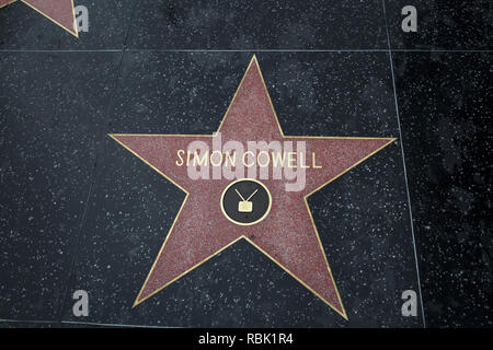 Simon Cowell star on the Hollywood walk of Fame on Hollywood Boulevard,California ,USA Stock Photo