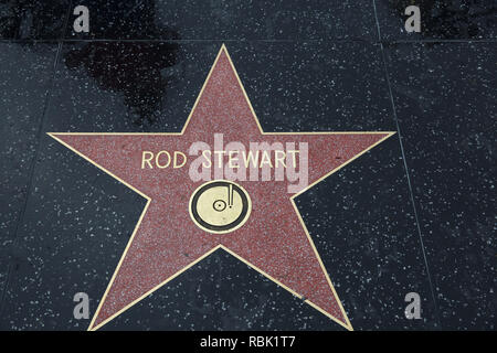 Rod Stewart star on the Hollywood walk of Fame on Hollywood Boulevard,California ,USA Stock Photo