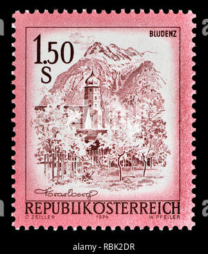 Austrian definitive postage stamp (1974) : Bludenz Stock Photo