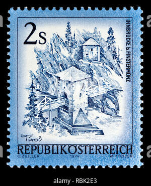 Austrian definitive postage stamp (1974) : Innbrucke bei Finstermunz Stock Photo