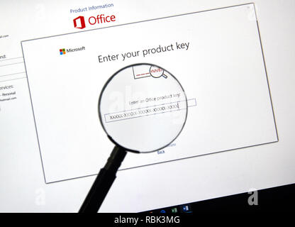 MONTREAL, CANADA - JANUARY 10, 2019: MIcrosoft Office 2019 activation screen. Microsoft Office 2019 is the new version of Microsoft Office, a producti Stock Photo