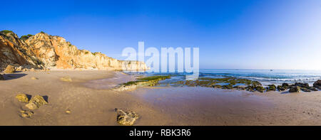 Panoramic view of Praia do Porto de Mos, long beach in Lagos, Algarve region, Portugal Stock Photo