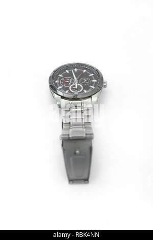 Elegance and beautiful wrist watch on white background. Stock Photo