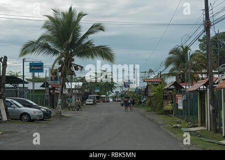 View of a street in Puerto Viejo de Talamanca, Costa Rica Stock Photo