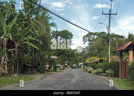 View of a street in Puerto Viejo de Talamanca, Costa Rica Stock Photo