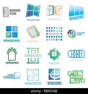 Set of vector logos of Windows, doors Stock Vector