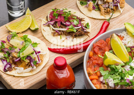 Delicious Mexican food made at home for a family meal, a dinner with friends, or a movie night. Stock Photo