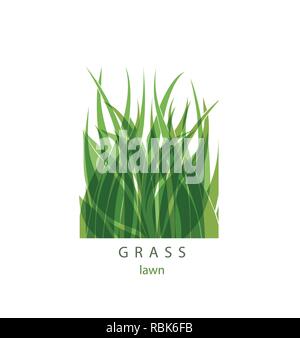 Grass Label abstract design. Green icon. Beautiful Logo Garden Company. Stock Vector