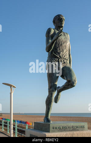 BRIGHTON, EAST SUSSEX/UK - JANUARY 8 : Statue of Olympic Gold Medallist Steve Ovett in Brighton East Sussex on January 8, 2019 Stock Photo