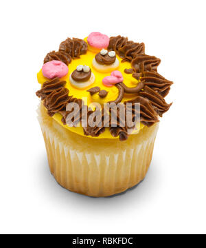 Lion Theme Cupcake Isolated on White Background. Stock Photo