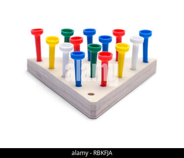Wood Peg Game Isolated on White Background. Stock Photo