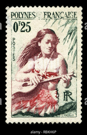 Postage stamp from French Polynesia in the Polynesian series issued in 1958 Stock Photo