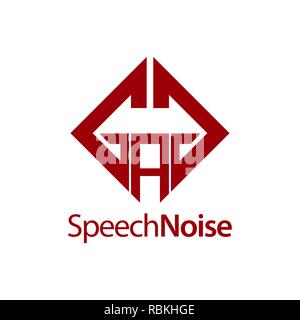 Speech Noise. Initial letter GAG square logo concept design template idea Stock Vector