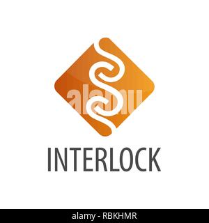 Interlock. Orange square initial letter S logo concept design template idea Stock Vector