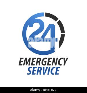 Emergency service Hospital twenty-four. Circle number 24 hour logo concept design template idea Stock Vector