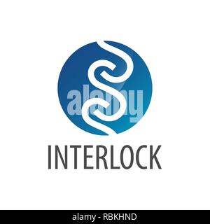 Interlock. Blue circle initial letter S logo concept design template idea Stock Vector