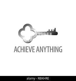 Achieve Anything. Shiny retro key icon logo concept design template idea Stock Vector