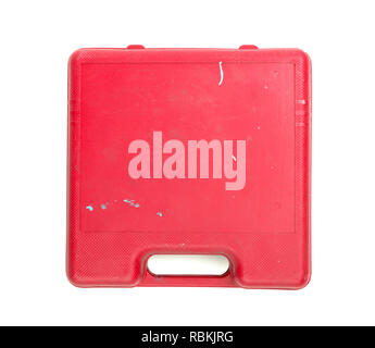 Plastic toolbox with red top isolated on white background. File ...