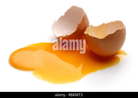 Broken egg isolated on white background Stock Photo