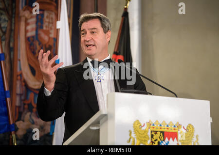 11 January 2019, Bavaria, München: Markus Söder (CSU), Prime Minister of Bavaria, speaks at the New Year's Reception of the Bavarian State Government in the Residence. Photo: Matthias Balk/dpa Stock Photo