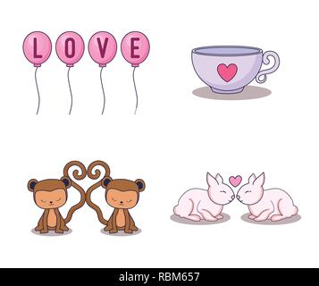 love card set icons vector illustration design Stock Vector