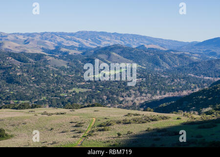 View towards Carmel Valley from the hiking trails of Garland Ranch Regional Park, California Stock Photo