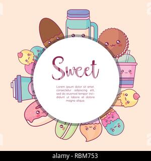 sweet products kawaii characters vector illustration design Stock Vector