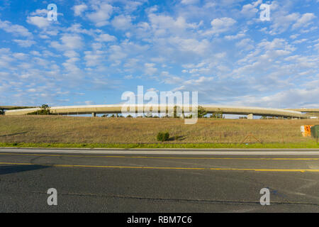 Paved highway and freeway overpass on the background, California Stock Photo