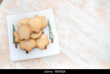 Tasty biscuits for afternoon tea - traditional homemade Scottish shortbread biscuits made with butter, flour and sugar Stock Photo
