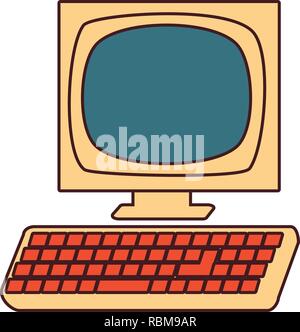 retro desktop computer device vector illustration design Stock Vector
