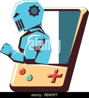 retro video game with robot avatar vector illustration design Stock Vector