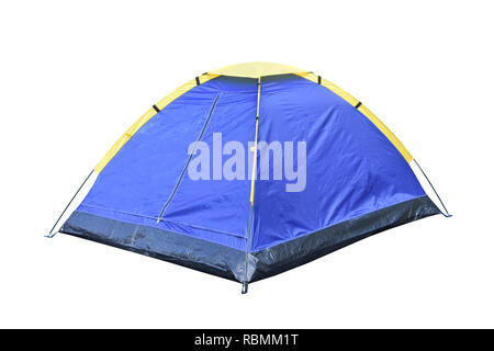 Blue camping tent dicut on white background Stock Photo - Alamy