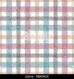 Tartan dotted vector seamless pattern. Abstract dots checkered background. Scottish cell modern texture for surface design, textile, wrapping paper, w Stock Vector