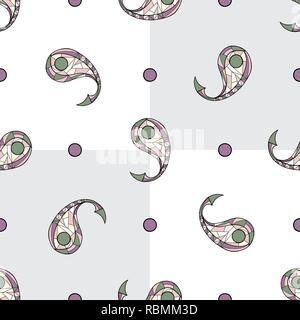 Paisley hand drawn geometrical vector seamless pattern. Abstract exotic illustration for surface design, textile, wrapping paper, wallpaper, phone cas Stock Vector