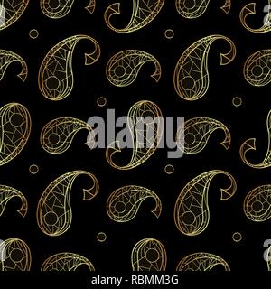Paisley hand drawn geometrical vector seamless pattern. Abstract exotic illustration for surface design, textile, wrapping paper, wallpaper, phone cas Stock Vector