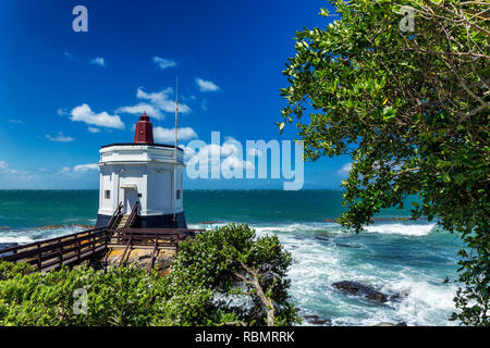 Small lighthouse at Stirling point, Bluff, New Zealand Stock Photo