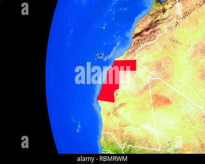 Western Sahara on realistic model of planet Earth with country borders ...