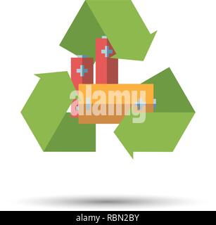 Flat design battery recycling vector icon Stock Vector