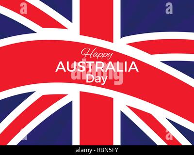Happy Australia day 26th january. Greeting card with flag of Australia, national holiday. Vector illustration Stock Vector