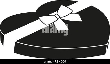 Black and white heart candy box silhouette Stock Vector