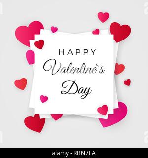 Happy Valentines Day. Valentine's day abstract background with cut paper heart. Vector illustration Stock Vector