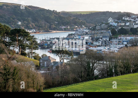 Wingter view from Snapes Point across Kingsbridge Estuary to Salcombe, South Hams, South Devon. UK Stock Photo