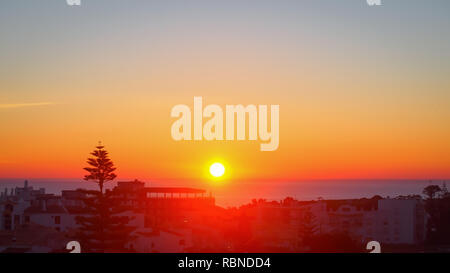 Dawn (sunrise) in Lagos, Algarve, Portugal, Stock Photo