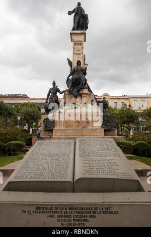 View at monument to Pedro Domingo Murillo in La Paz, Bolivia Stock Photo