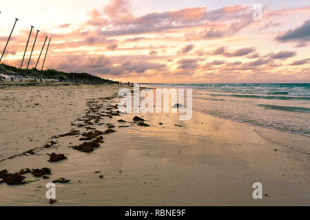 Sunset on the beach in Cuba Stock Photo