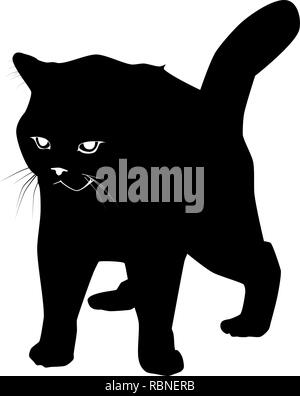 Cat black silhouette on white vector illustration Stock Vector