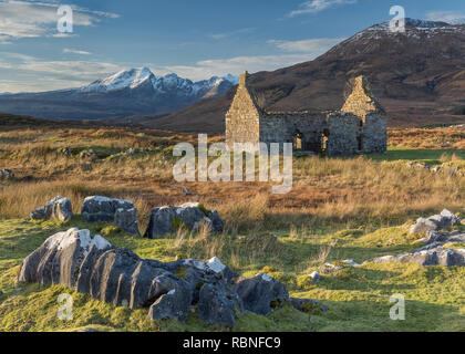 Bla Bheinn and the the Old Manse near Loch Cill Chriosd, Isle of Skye, Scotland Stock Photo