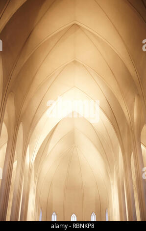 Interior Roof Structure Of Hallgrimskirkja Church In Reykjavik Stock Photo