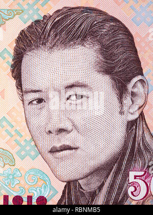 Jigme Dorji Wangchuck portrait from Bhutanese money Stock Photo