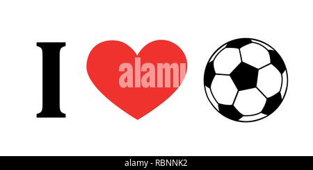 I love football pictogram typography with red heart vector illustration EPS10 Stock Vector